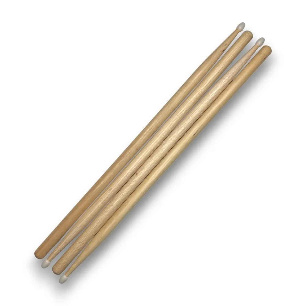 Wooden‎ Drum Sticks Nylon Tip Set of 4 Natural Wood Unbranded 16